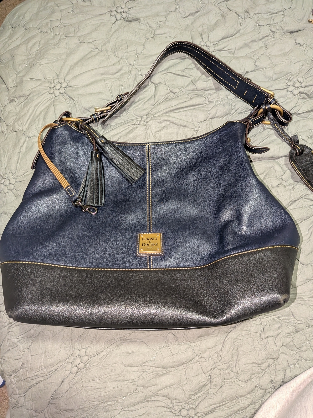 Dooney & Bourke Navy and Black Leather Shoulder Bag